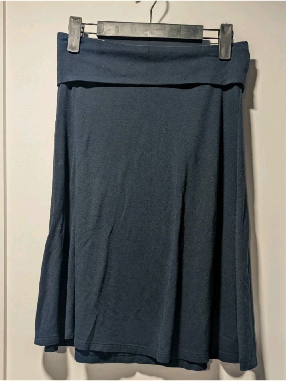 Y2K Old Navy Foldover Black Midi Soft Jersey Flowy Skirt XS